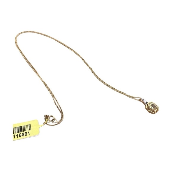 Vintage Yellow Quartz Gemstone Pendant Necklace Vermeil Gold 925 SterlingSilver - Picture 13 of 17